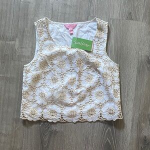 Lilly Pulitzer Cream Floral Lace Tank Top